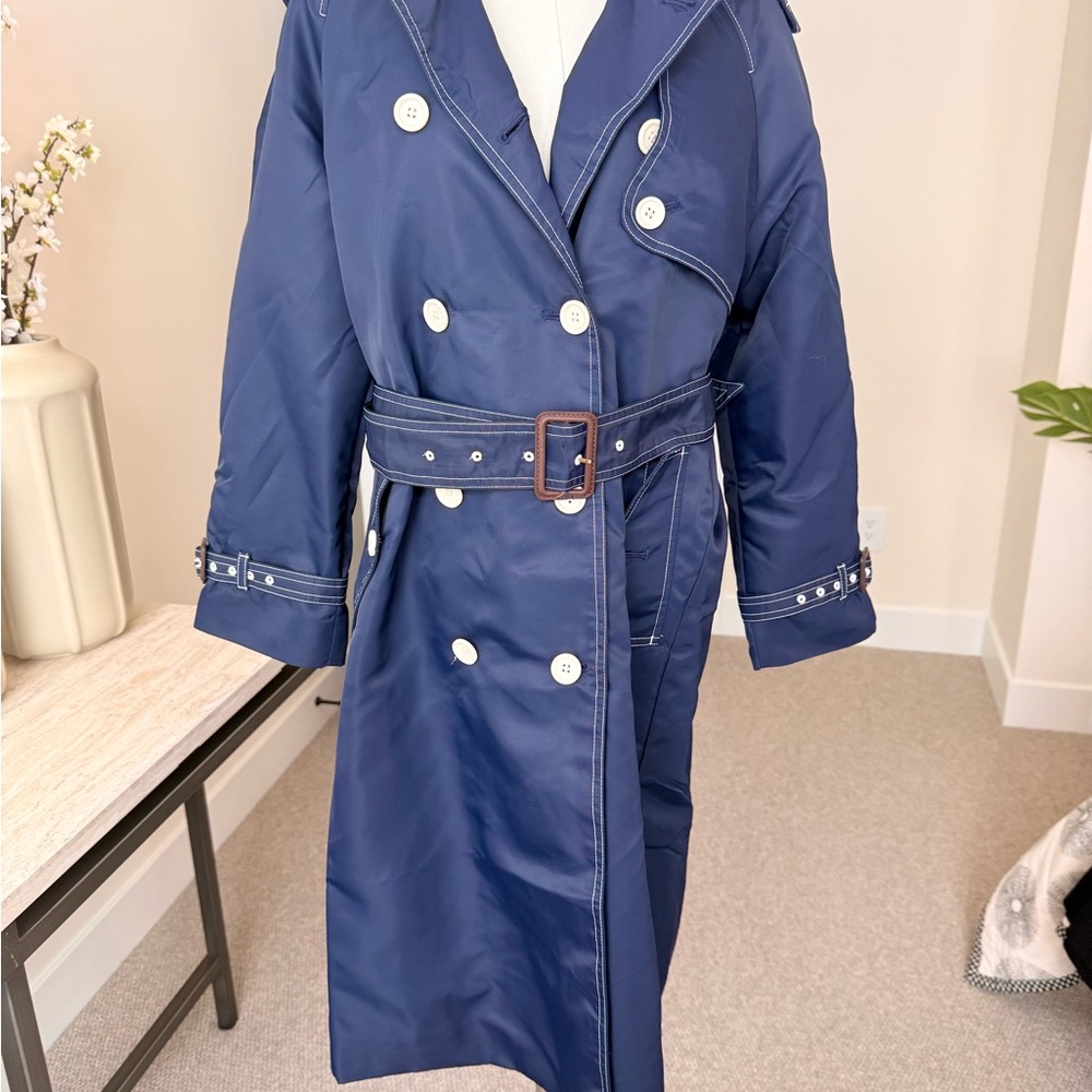 Stylish Navy Blue Trench Coat